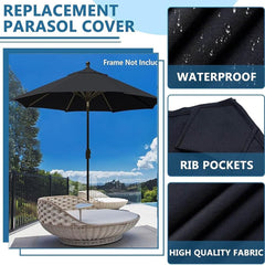 Garden Umbrella Replacement Canopy 6 Ribs 8 Ribs Patio 6.6ft/7.5ft/9ft/10ft Replacement Umbrella Covers, Patio Umbrella Canopy Parasol Top Cover Polyester Cloth(Dark Green,2m/6.5ft(8ribs))