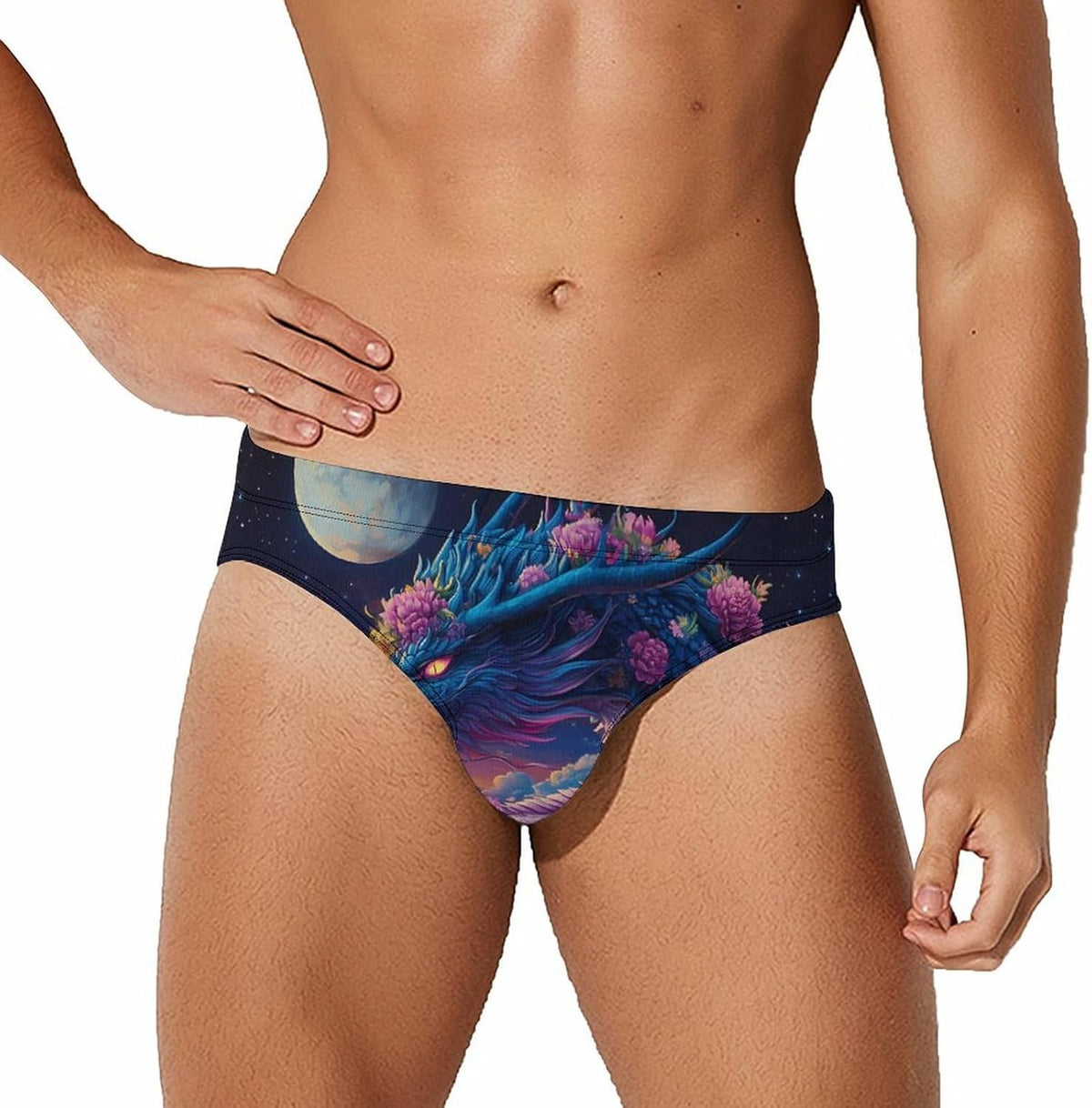 Dragon Moon Men's Swimsuit Brief Beach Shorts Bikini Swimwear Sexy Swimming Trunks