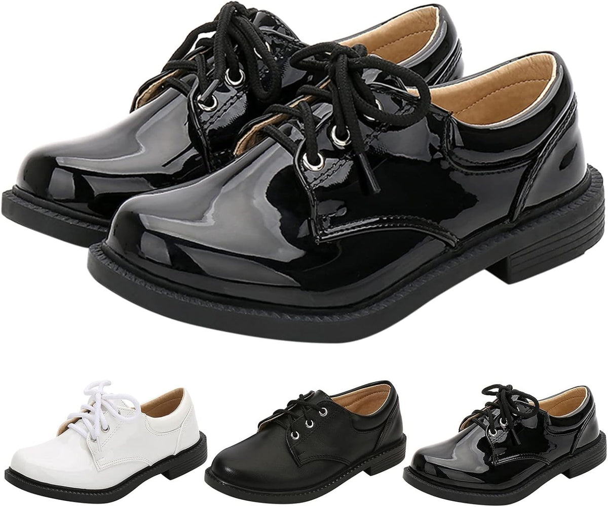 Boys Formal Dress Shoes Back to School Youth Slip-On Loafers Low Heel Non-Slip Lace-Up Shoes Wedding Sandals