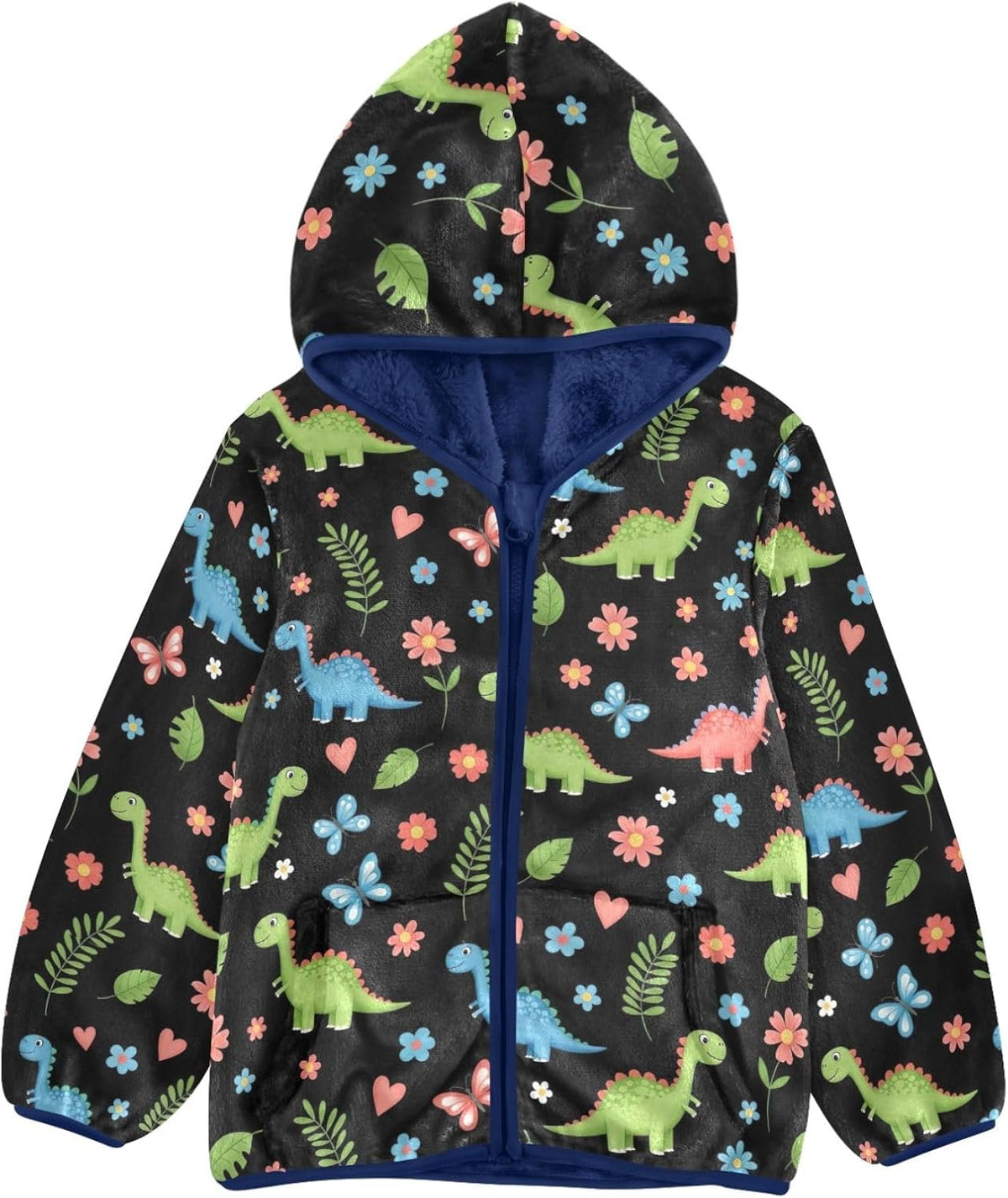 CHIFIGNO Colorful Cartoon Dinosaurs Toddler Thick Soft Sweatshirt Jacket with Polar Fleece Lining 3T