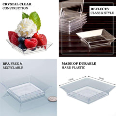 Efavormart 10 Pack - Clear Disposable Plates, 4" Square Dessert Plates for Wedding, Birthday, Reception, Buffet, Upscale Occasions, Catering Events, Restaurants, Bars, Clubs