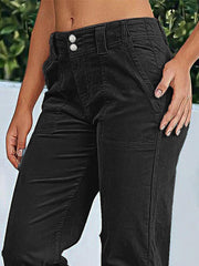 Flamingals Women's Wide Leg Pants for Women Mid Waist Dress Flare Straight Leg Corduroy Pants Workout Jeans Trendy