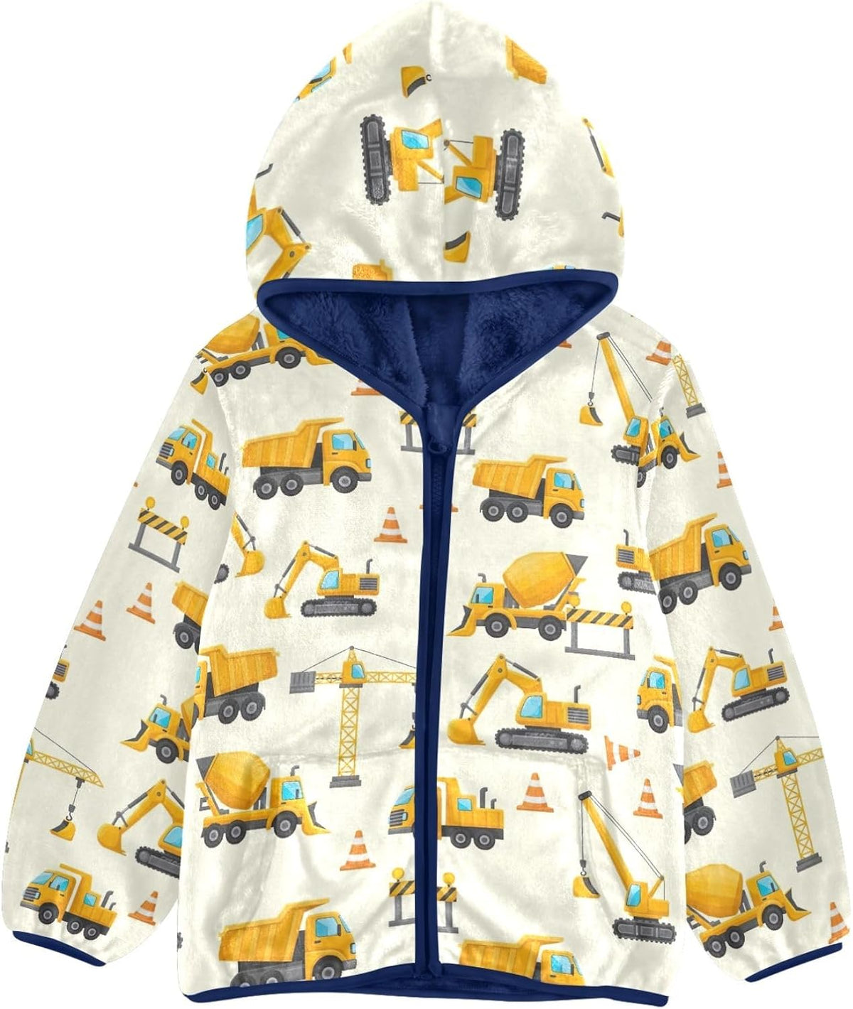 CHIFIGNO Cute Construction Vehicles Cranes Toddler Snow Jacket Soft Fall Jacket for Boy 3T