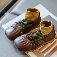 Toddler Girls Dress Pu Leather Shoes Mary Jane Ballet Flats Flower School Party Wedding Slip On Shoes for Girls Kids