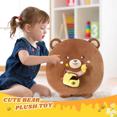 12“ Honey Bear Plush Pillow,Teddy Bear Plush Stuffed Animal Gifts for Girlfriend Kids,Ultra Soft Snacks Plush Toy,Brown Bear with Honey Pot