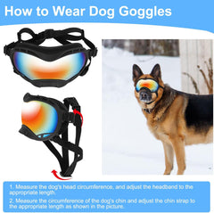 Dog Sunglasses, Dogs Goggles with Adjustable Strap, UV Protection Dog Goggles Sunglasses Eye Protection Anti-Fog Snowproof Cool Glasses for Medium Dogs, Red