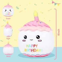 Easfan Birthday Cake Plush Pillow Soft Plush Toy Kawaii Stuffed Animal Home Room Decoration Birthday Gifts for Kids Toddlers