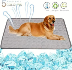 Dog Cooling pad 5 Sizes Cool Ice Silk Moisture-Proof Mattress Cushion Pet Cooling Mat Dog Cat Sleeping Pad Small Animal Cold Bed(Gray,XS (40X30cm))