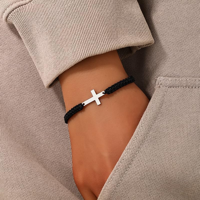 Cross Friendship Bracelet Adjustable Braided Rope Jesus Christian Cross Bracelets Couple String Lucky Strand Wristband