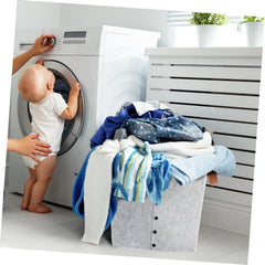 Ciieeo Felt Laundry Basket Hamper with Handle Foldable Storage Bin for Clothes Toys and Sundries Sturdy Material Grey Color for Bedroom and Bathroom