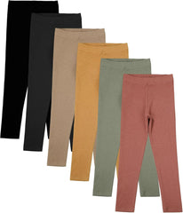 6 Pack Toddler Girl Solid Leggings Soft Comfortable Ankle Length Leggings Kids Stretchy High Waist Pants