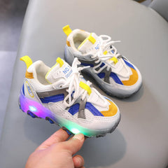 Toddler Baby Sports Shoes Boys Girls Led Light Sneakers Breathable Running Sports Soft Soled Luminous Shoes