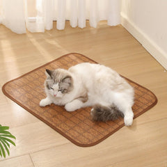 CHICTRY Cooling Floor Mat for Dogs Cats Lightweight Foldable Waterproof Pet Bed Pad for Crates Kennels Brown Large