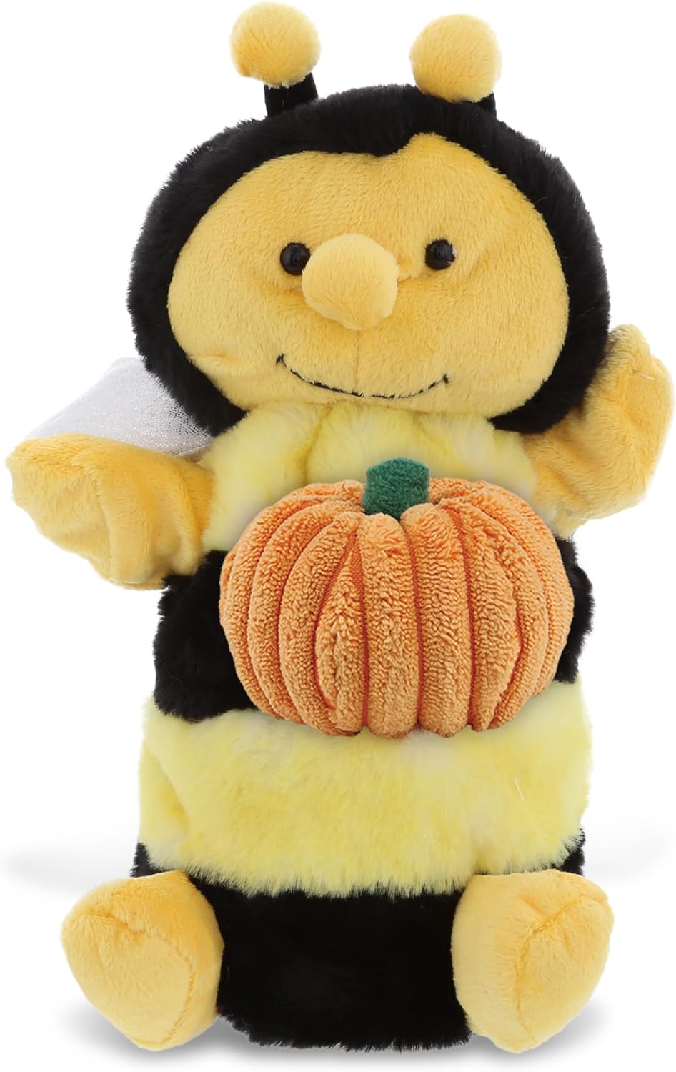 DolliBu Super Soft Honeybee Hand Puppet Stuffed Animal with Pumpkin Decor and Name Personalization - Pumpkin Plush Animal for Fall, Halloween and Thanksgiving, Pumpkin Toy for Kids, Adults - 10 Inches