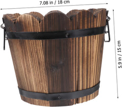 Hemoton Wooden Bucket Barrel- Wooden Flower Pot, Garden Planters Rustic Decorative Flower Beds for Plants, Indoor Outdoor Use (12 * 10 * 9cm)