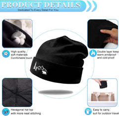 Black Knit Beanie Hat for Men Bear Classic Adult Beanie Cap Winter Warm Knitted Hat for Men Women Skull Hip Hop Cap for Men