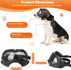 Dog Goggles,UV Protection Dog Sunglasses for Medium Breed,Dogs Eye Protection with Adjustable Strap and Detachable PU Leather Hat (Colorful Glass)