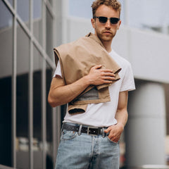 Bighake Genuine Leather Classic Casual Belts for men, Mens Handmade Heavy Duty Work Belts 1.5 inches Wide