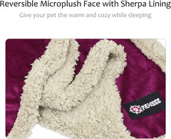 Pawsse Sherpa Puppy Blanket for Small Dogs Kitten, Warm Flannel Plush Pet Bed Blanket Reversible, 45"x30" Wine/Tan