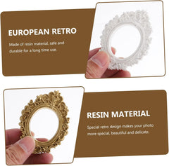 10pcs Photo Frame Gold Jewelry Picture Frame Rustic Frames Small Mini Ornate Frames Bulk Tiny Picture Frames Mini Frame Photo Frames Antique Wedding for White Resin