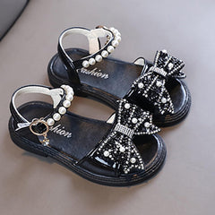 Toddler Sandals Summer Sandals Princess Girl Open Toe Sandals Bow Knot Children Fashion Soft Bottom Shoes (a-Silver, 7 Infant)