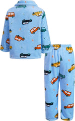 Kids Children Fleece Pyjamas Set Boys Girls Button-Down Cardigan with Thicken Pants Sleepwear Pjs 2 Pieces