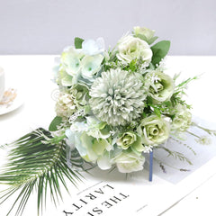 Artificial Flowers Artificial Plants Flowers Home Decor Globules Roses Daisies Large Hydrangeas Flowers Bouquet with Stems Silk Cloth Faux Flower for Photography Wedding Home Shop Decoration (Pink)