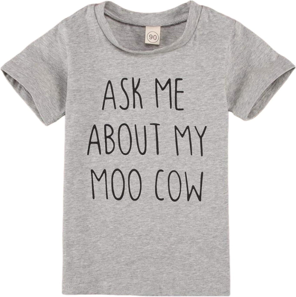 Boys Ask Me About My Mooo Cow T-Shirt Toddler Cowboy Short Sleeve Tee Tops Kids Boy Funny Summer T Shirts