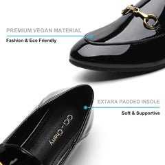 Casual Buckle Loafers for Women Work Flats Round Toe Business Backless Ballet Flats Metal Décor Driving Slip on