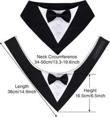 Dog Tuxedo Bandana Collar with Bow Tie Formal Wedding Adjustable Pet Tux Costume for Large X-Large Pets Birthday Clothing Outfit Gifts (Black, X-Large)