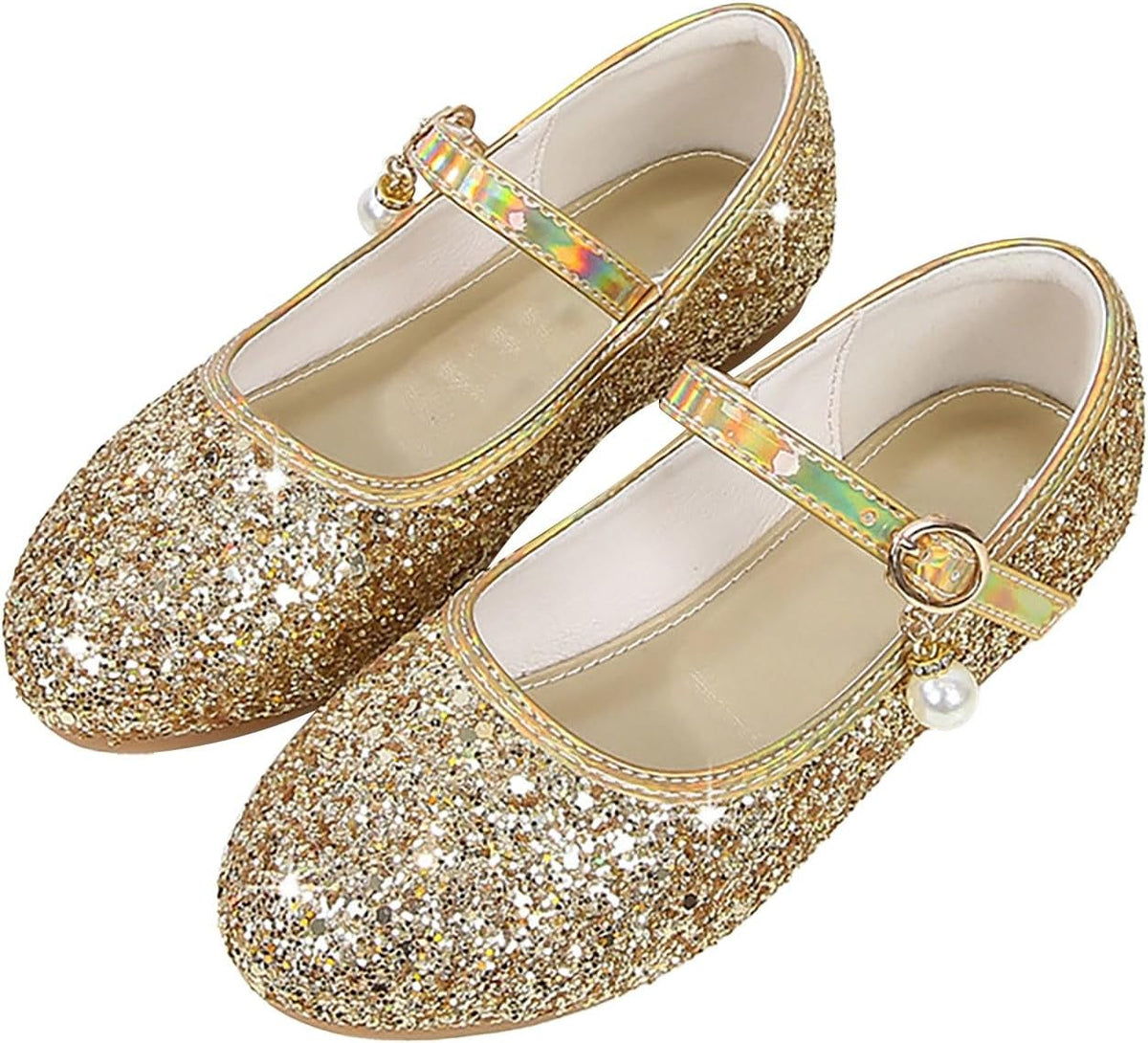 Toddler Flower Mary Janes Girls Dress Shoes Rhinstones Mary Jane Ballet Flats Party Wedding Kids Princess Shoes