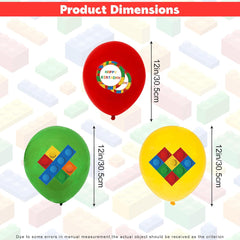 18Pcs 12 Inch Building Block Balloons, Building Blocks Theme Birthday Party Supplies, Brick Themed Latex Balloons for Kids Toddlers Birthday Party Decorations