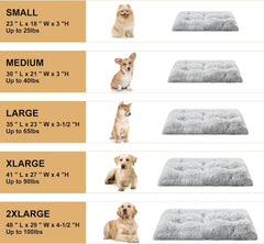 BFPETHOME Dog Beds for Large Dogs, Plush Dog Crate Bed Fluffy Cozy Kennel Pad for Sleeping &Ease Anxiety, Washable Pet Mats with Anti-Slip Bottom for Large Dogs, Grey