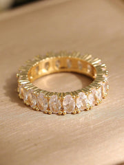 Elegant Ellipse CZ Ring Women Crystal Bridal Dress Jewelry Gift Birthday Festival