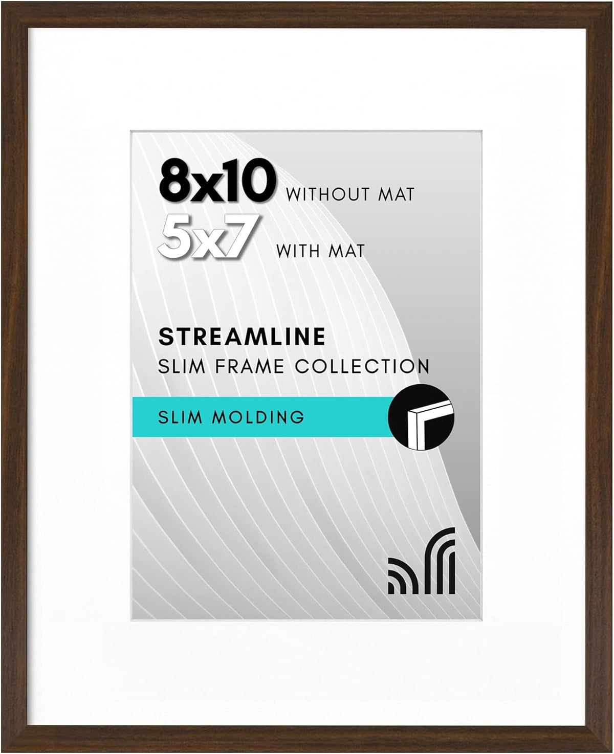 Americanflat 10x10 Picture Frame with Shatter-Resistant Glass - Use as 8x8 Frame with Mat or Display 10x10 Photo Without Mat - Streamline Collection - Square Frames for Tabletop or Wall - Silver