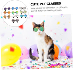 10pcs Funny Pet Dog and Cat Sunglasses Eyewear for Kittens and Puppies Stylish Costume Props for Pets for Outdoor Fun and Photoshoots