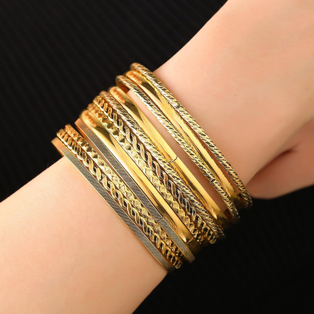 Gold Bangle Bracelets for Women Stacked Jewelry Gift