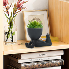 Face Flower Pot Head Planter - Mini Indoor Ceramic Pots with Holes | Lovely Human Shape Modern Decorative Planter Pot for Indoor Flower, Plant, Cactus Bonsai