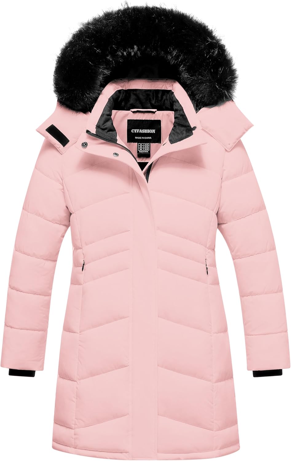 Girl's Winter Coats Kids Waterproof Long Puffer Jacket Thicken Fleece Lined Ski Parka with Detachable Fur Hooded