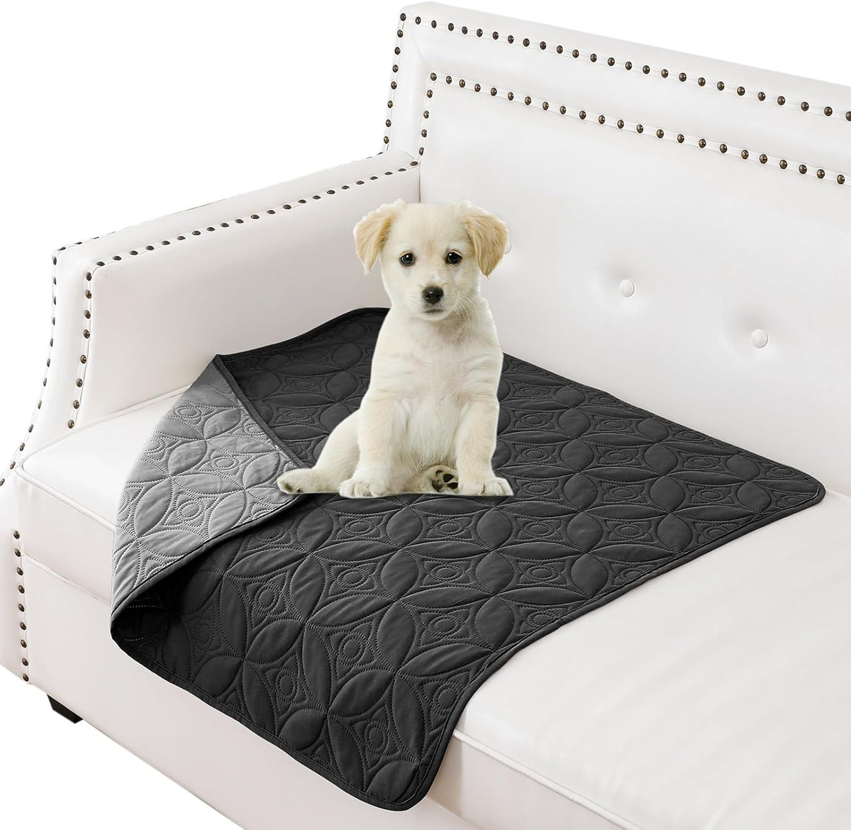 Waterproof Dog Blanket, 30x30 inches Small Pet Couch Covers for Sofa, Chair Bed Furniture Protector from Dogs Washable and Reversible-Lightgrey+Cream