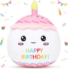 Easfan Birthday Cake Plush Pillow Soft Plush Toy Kawaii Stuffed Animal Home Room Decoration Birthday Gifts for Kids Toddlers