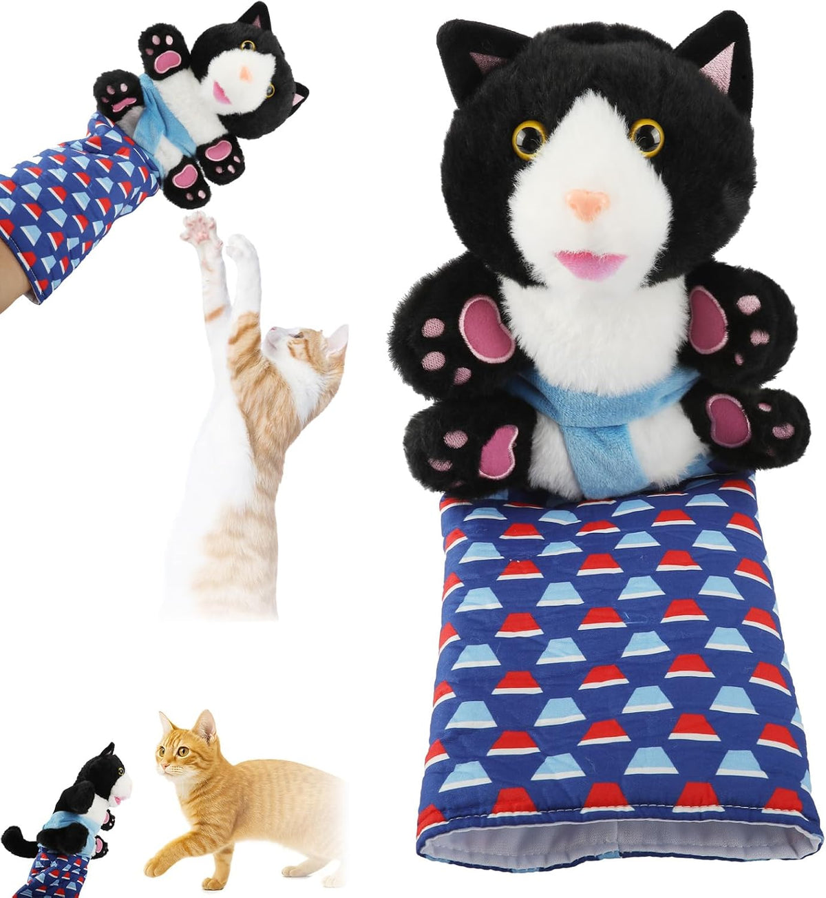 Cat Toys, Cat Wrestling Puppet Protective Forearm Sleeve for Pets, Cat Wrestling Glove Bite-Proof, Hand Puppy Dog Pals Toys Soft Plush Cute Safe Interactive Play for Boredom Busting Training