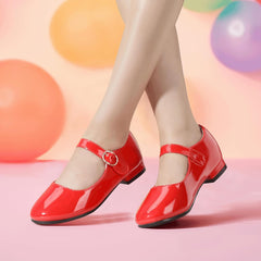PANDANINJIA Girls Dress Shoes Patent Ballerina Flats Toddler Little Big Kid Mary Jane Low Heels Shoes