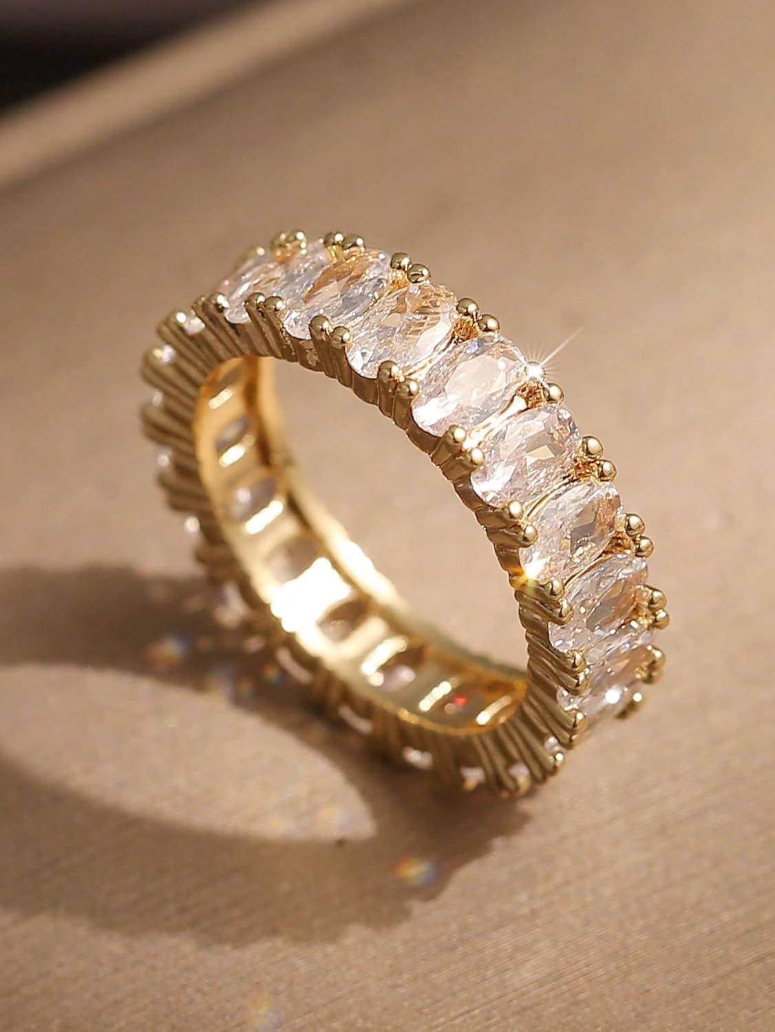 Elegant Ellipse CZ Ring Women Crystal Bridal Dress Jewelry Gift Birthday Festival