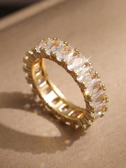 Elegant Ellipse CZ Ring Women Crystal Bridal Dress Jewelry Gift Birthday Festival