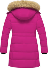 Girl's Puffer Jacket Kids Long Winter Coats Heavyweight Parka Warm Fleece Snow Outerwear with Removable Fur Hood