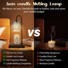 Candle Warmer Lamp with Timer, Electric Candle Warmer for Jar Candles, House Warming Gifts New Home Bedroom Decor, Wax Melt Warmer with 2 Bulbs, Gold