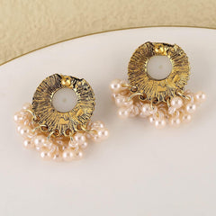 Contemporary Gold Jewelry for Women Artisan Tassel Dangle Metallic Stud Accessories