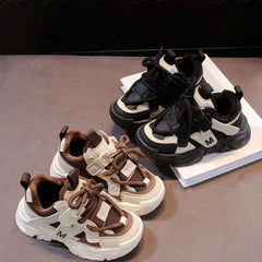 Chunky Sneakers for Girls Fashion Lace-up Comfortable Breathable Casual Walking Shoes for Outdoor Athletic Sport