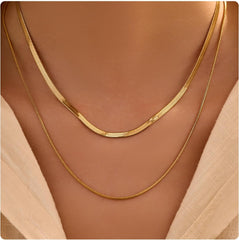 2 PCS Gold Necklace for Women, Cuba Chian Necklace, Layered Chains Necklace, Ideal for Special Occasions, Daily Wear, Wear Alone or Stacked on Summer Beach(Gold)